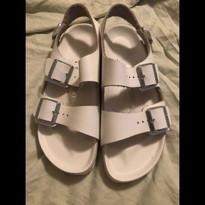 Woman’s Birkenstock White Leather 11/42 Brand New!
